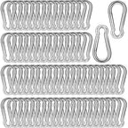 200 PCS 2'' Spring Snap Hook Carabiner, M5 3/16 Inch Galvanized Silver Steel by HANDRERLEE