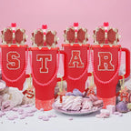9PCS Red for Stanley Cup Accessories Set Bling Initials Bow Charms for Stanley - Image 7
