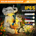 GIGALUMI Solar Garden Statues Bird Bath Elephant 9", Loving Elephant Decor - Image 3