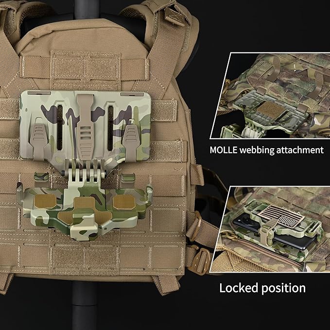 Tactical Gear Plate Carrier Vest Accessories, MOLLE Phone Chest Mount Holder - Image 4