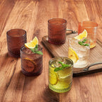 Hobnail Beaded Highball Drinking Tumbler Glasses | Set of 6 | Venus Sand Colors - Image 2