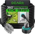 GEARit 25 Ft Extension Cords 16/3 Gauge 360° Rotating Plug Outdoor/Indoor SJTW by GEARit