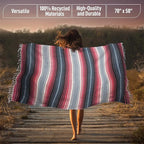Hydration Nation Authentic Large Handwoven Mexican Striped Throw Blanket - Image 4