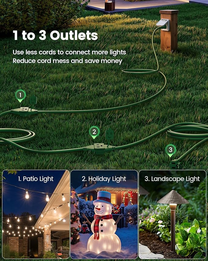 SURAIELEC 2 Pack 25 FT Outdoor Extension Cord - Image 2