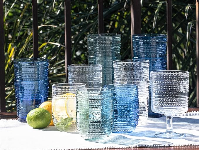 Beaded 16 oz Durable Acrylic Jumbo Drinking Glasses, Shatter-Resistant and - Image 4