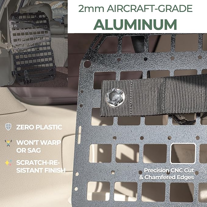 Metal Molle Panel for Vehicles & Trucks Seat Back – Premium 2mm Aluminum Alloy - Image 2