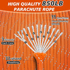 Reflective Paracord Rope 850Ib, 50/100/200/500/1000ft 4MM 11 Strand Strong - Image 2