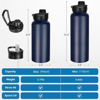 VEGOND 40 oz Insulated Stainless Steel Metal Water Bottle - Image 4