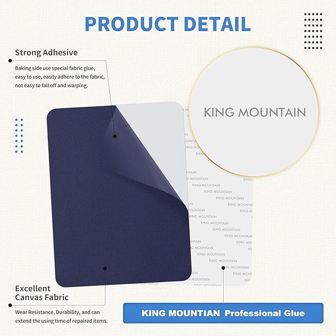 KING MOUNTAIN Canvas Repair Patch 5×8 Inch 8 Pcs Self-Adhesive Waterproof - Image 3
