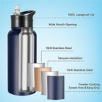 VEGOND 32 oz Insulated Water Bottle Bulk Stainless Steel Metal Water Bottles - Image 2