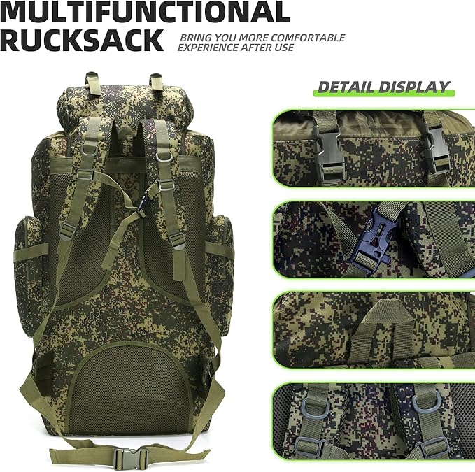 100L Camping Hiking Backpack, Molle military Tactical rucksack backpack - Image 4