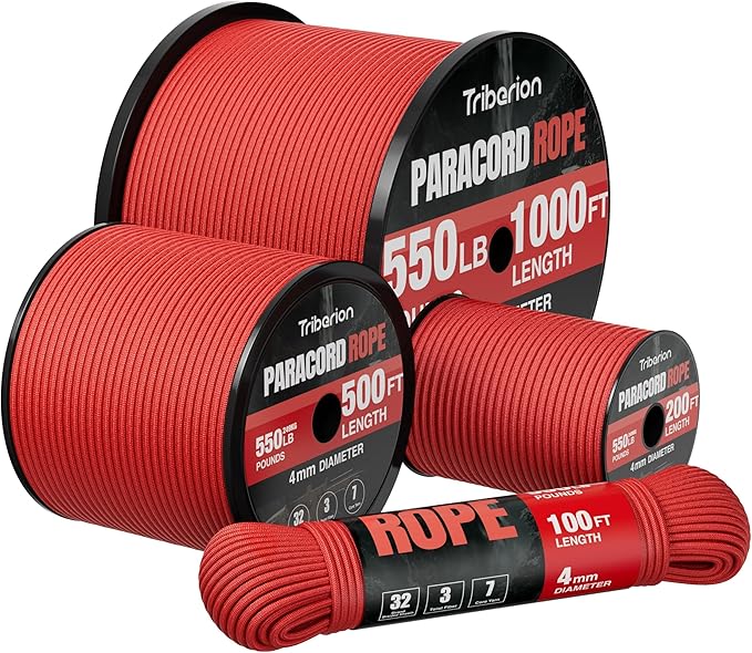 Paracord Rope 550 lb - 500ft 5/32" Parachute Cord 4MM 7-Strand para Cord - by Triberion