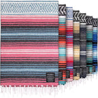 Hydration Nation Authentic Large Handwoven Mexican Striped Throw Blanket by ZulayKitchen