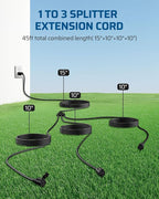DEWENWILS Outdoor Extension Cord Multiple Outlets 45ft, Evenly Spaced 3 Outlets - Image 2