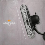Hurricane Pro High Velocity Oscillating Metal Wall Mount Fan w/ 3 Speeds - Image 3