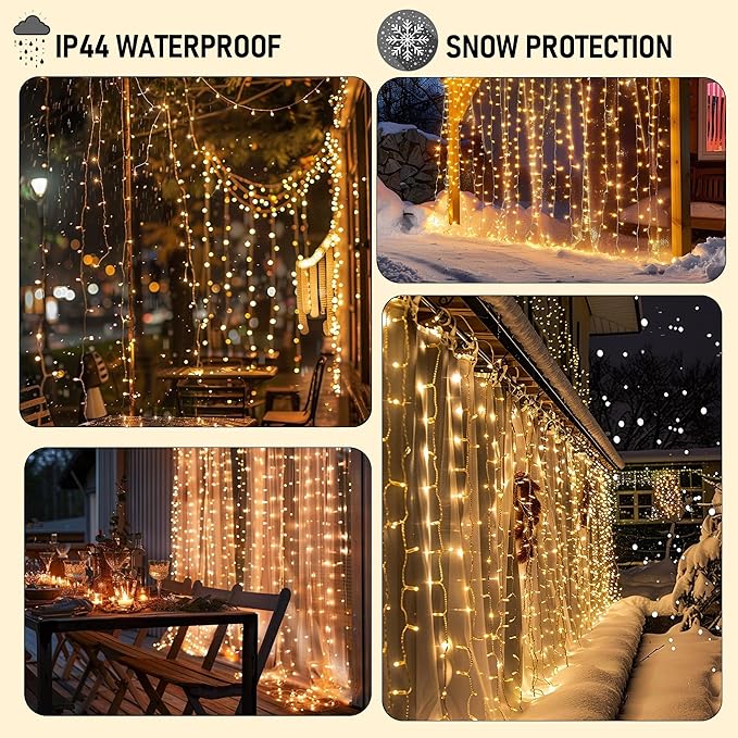 Dazzle Bright 300 LED Curtain Lights, Plug in Fairy Curtain Lights - Image 7