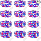 Brightown 4th of July Decor Patriotic Fairy Lights, 7 FT. Silver Wire Red White by Brightown
