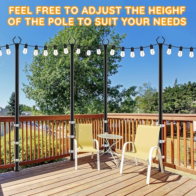 AHRLHR 4 Pack String Light Poles, Poles - Image 4