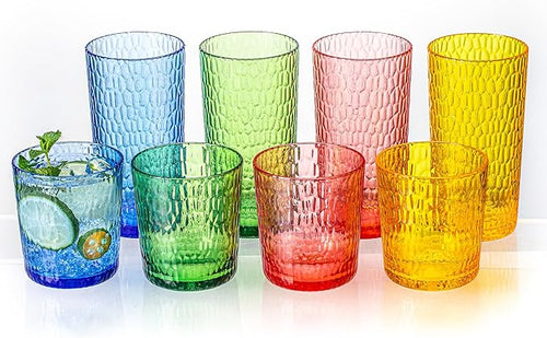 15oz and 22oz Colorful Acrylic Glasses Drinkware, Honeycomb Stackable by MIYOPESI