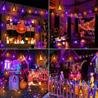 iBaycon Solar Halloween Lights, 42Ft 15 LED Bulbs Flickering Flame String Light - Image 2