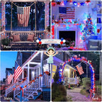JMEXSUSS Connectable Red White and Blue Lights Indoor Outdoor, 100 LED 33ft 4th - Image 6