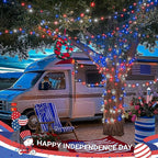 JMEXSUSS Red White and Blue Lights Clear Wire, 66 Ft 200 LED 4th of July - Image 6
