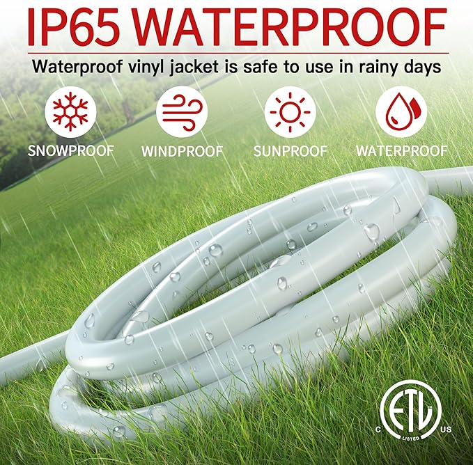 16/3 13A 125V 1625W 30 FT Outdoor Extension Cord Waterproof, Weatherproof & - Image 7