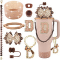 9PCS Brown for Stanley Cup Accessories Set Bling Initials Bow Charms for by Unknown