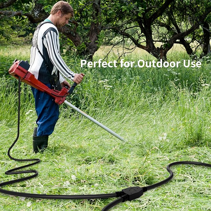 2 Way Power Extension Cord Splitter 50 Ft Total-3 Prong 1 to 2 Extension Cord - Image 4