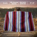 Hydration Nation Authentic Large Handwoven Mexican Striped Throw Blanket - Image 3