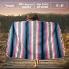 Hydration Nation Authentic Large Handwoven Mexican Striped Throw Blanket - Image 3