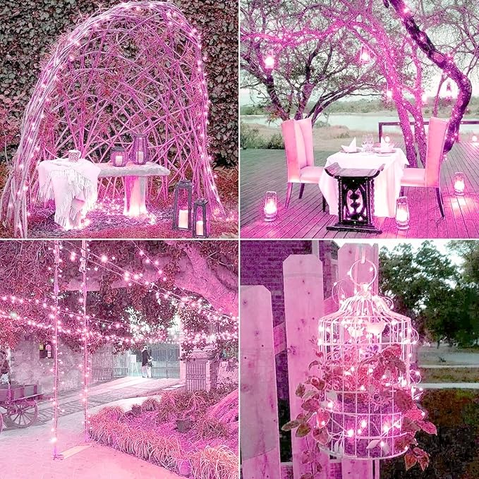 JMEXSUSS 2 Pack Valentine Solar Lights Outdoor, 33ft 100 LED Pink Solar String - Image 7