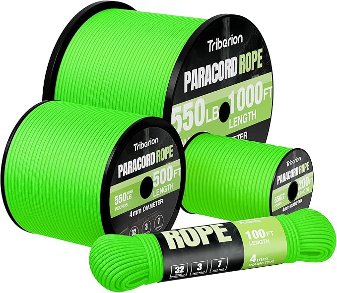Paracord Rope 550 lb - 50ft 5/32" Parachute Cord 4MM 7-Strand para Cord - Heavy by Triberion