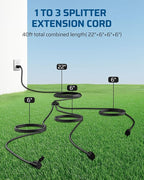 DEWENWILS Outdoor Extension Cord 1 to 3 Splitter, 3 Prong Outlets Plugs - Image 2