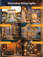 45FT Outdoor String Lights, 30 ST40 Shatterproof Vintage Edison Bulbs, Hanging - Image 7
