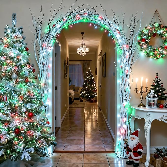 JMEXSUSS 2 Pack Red White and Green Christmas Lights Battery Operated, Each - Image 3