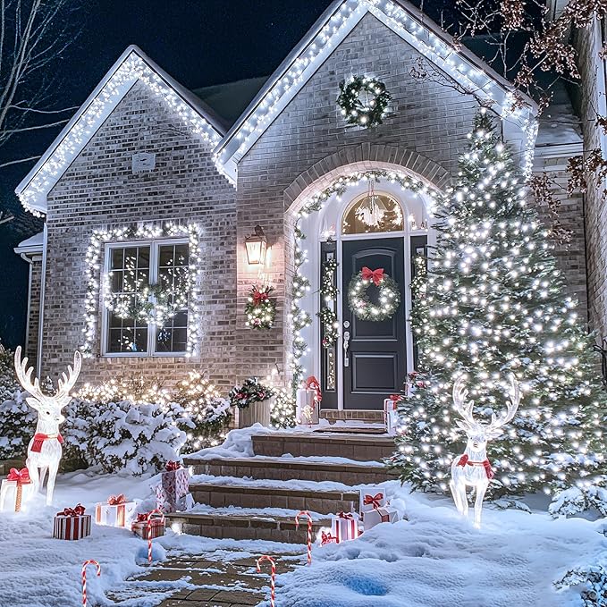 JMEXSUSS 300 LED White Christmas Lights, Outdoor Indoor, 8 Modes, Waterproof - Image 4