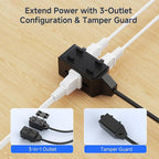 Cable Matters 2-Pack 16 AWG 2 Prong Extension Cord 10 ft, 13A 3-Outlet - Image 2