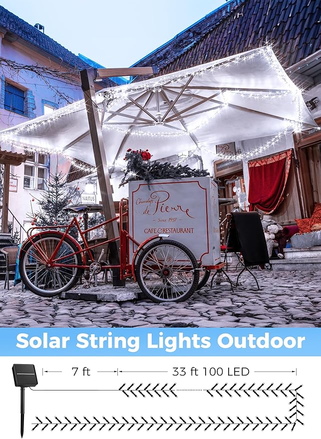 Minetom Solar String Lights Outdoor - 40FT 100 LED String Lights Solar Powered - Image 5