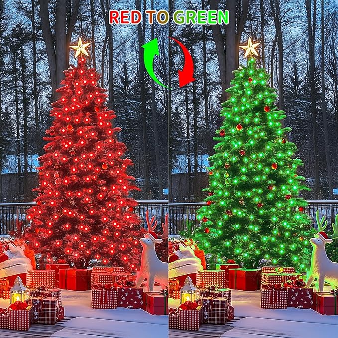 JMEXSUSS 200 LED Christmas Lights Outdoor, 66ft Red and Green String Lights - Image 2