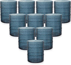 YOUBET 24PCS Plastic Hobnail Drinking Glasses - 14 Oz Blue Vintage Glasses by YOUBET