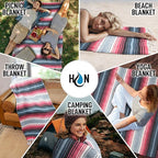Hydration Nation Authentic Large Handwoven Mexican Striped Throw Blanket - Image 3