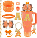 9PCS Orange for Stanley Cup Accessories Set Bling Initials Bow Charms for by Unknown