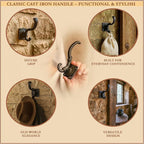 Mystic Colonial Medieval Wall Hooks Hand-Forged Black Coated | Rustic - Image 3