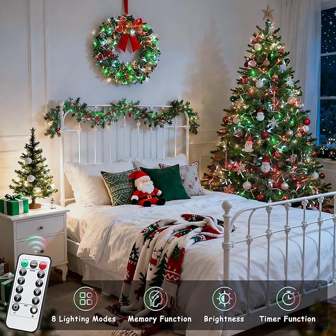 JMEXSUSS 2 Pack Red White and Green Christmas Lights Battery Operated, Each - Image 6