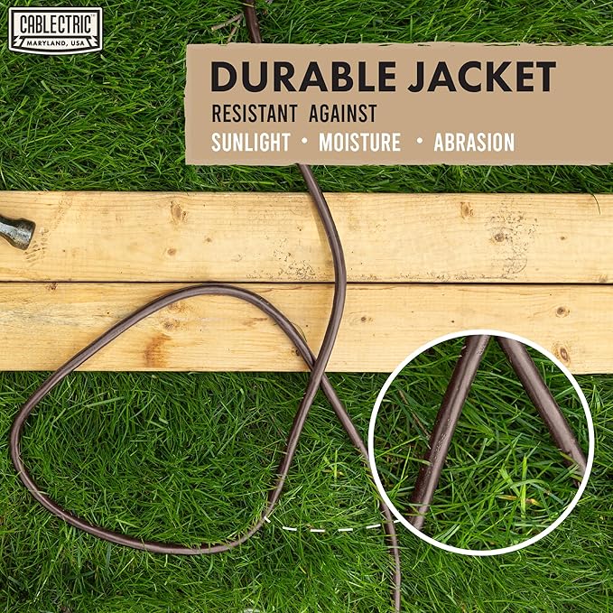 Brown Outdoor Extension Cord 10 ft, Weatherproof Heavy Duty 16 Gauge Extension - Image 7