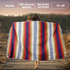 Hydration Nation Authentic Large Handwoven Mexican Striped Throw Blanket - Image 3