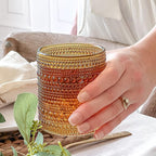 Kate Aspen Beaded Amber Drinking Glasses Set of 6-10 oz Vintage Glassware Set - Image 9