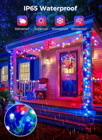 Minetom Red White Blue Lights, Waterproof Solar String Lights Outdoor, Solar - Image 4
