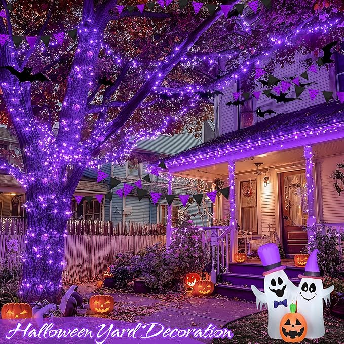 JMEXSUSS 200 LED 66ft Purple Christmas Lights, Connectable Purple String Lights - Image 4